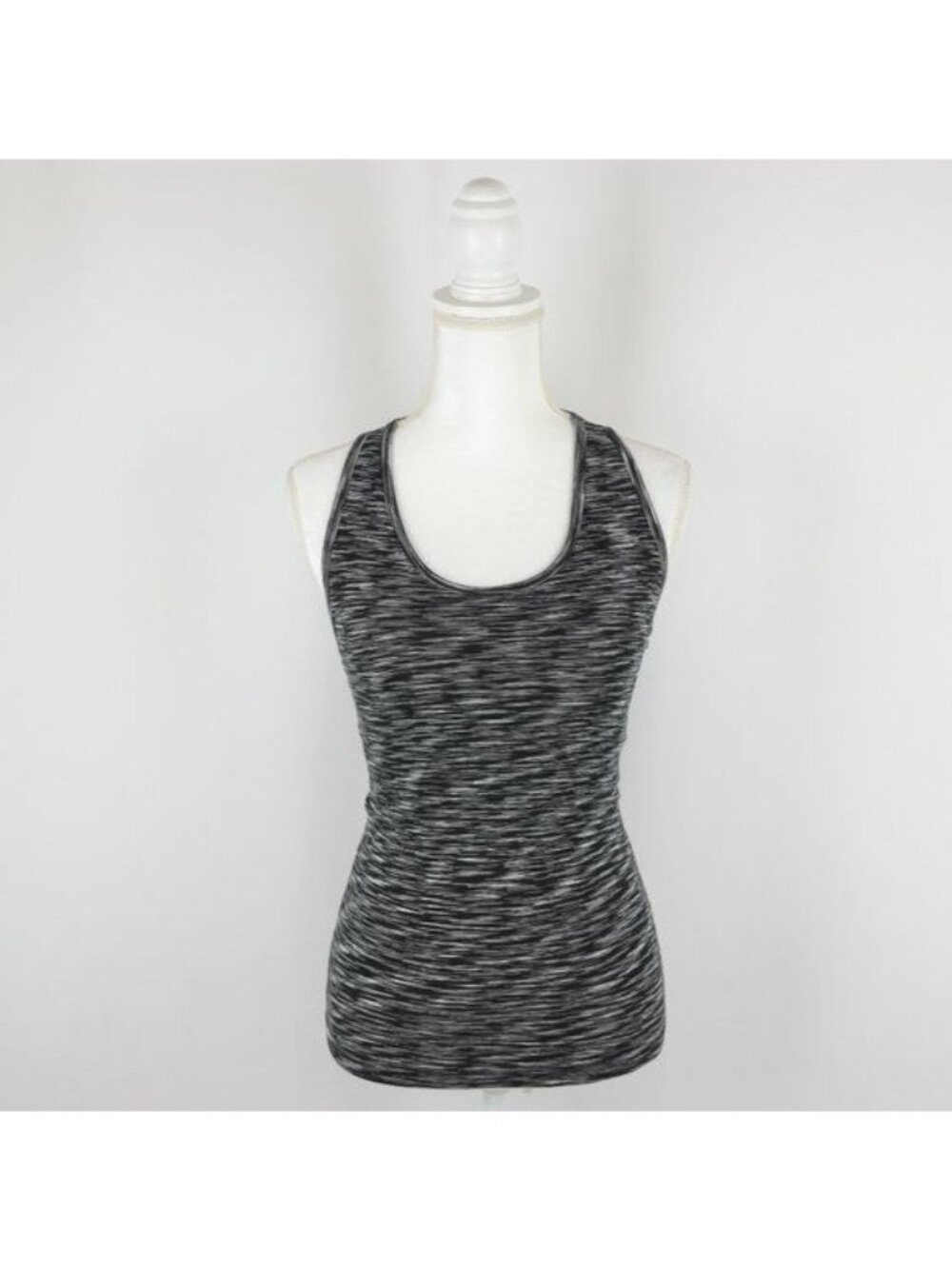 Athleta Women's Extra Small Black White Space Dye Racerback Tank-Over-Bra Top